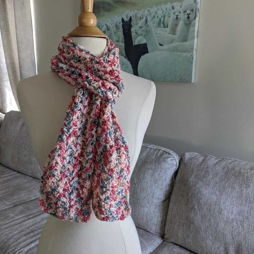 Straight Scarf - Dark Pink and Blue